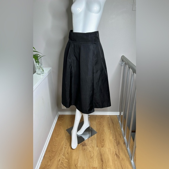 Giambattista Valli US Sz 6 Black 100% Heavy Silk 29” Midi A Line Skirt - Picture 1 of 10